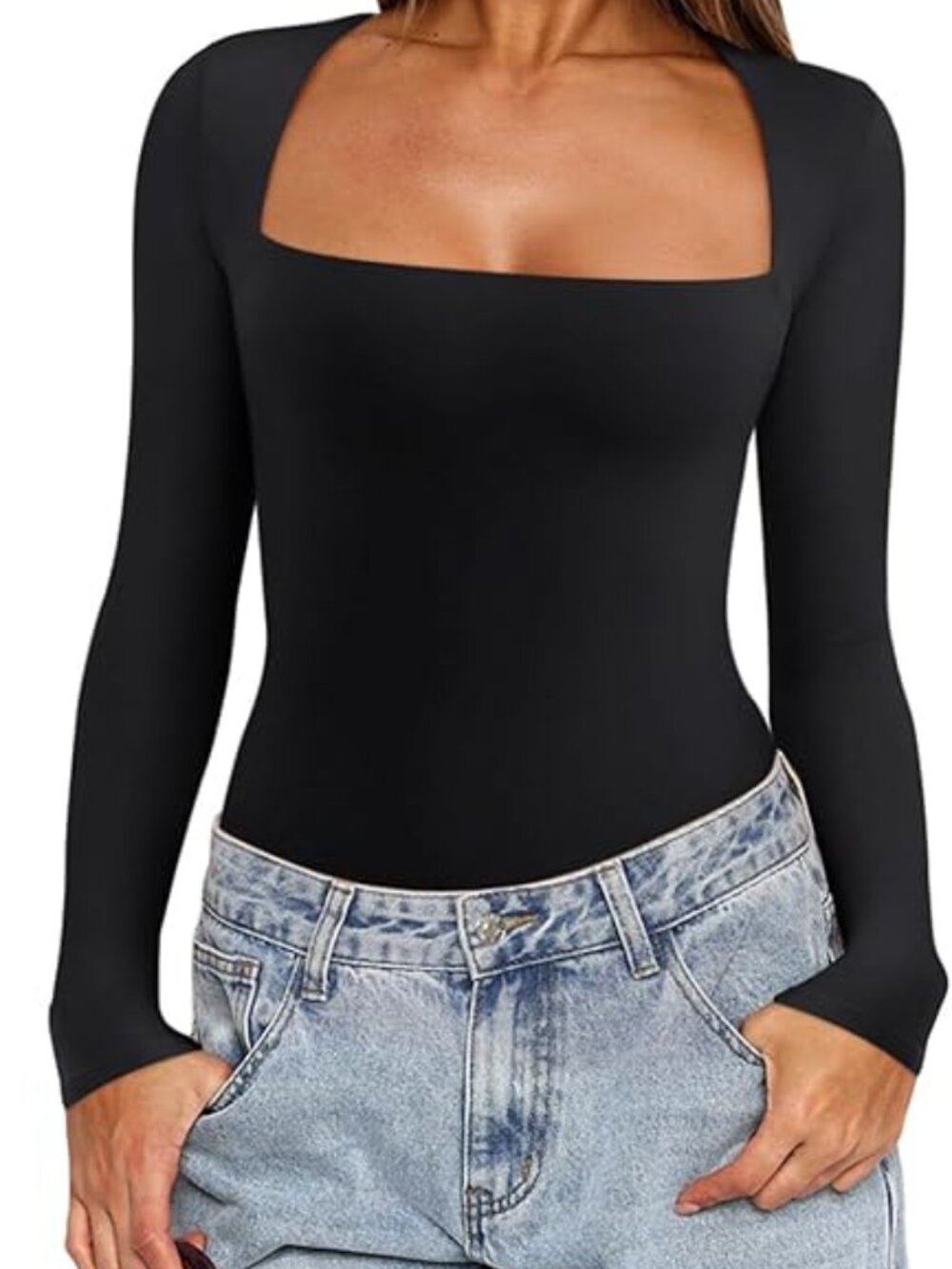 Reoria Square Neck Slim Fit Bodysuit, small